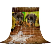 fleece throw blanket full size farm dogs lean on wood fence lightweight flannel blankets for couch bed living room warm fuzzy
