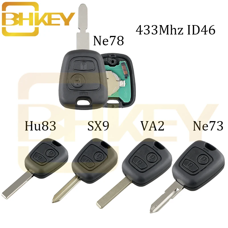 BHKEY дистанционный ключ-брелок от машины для Citroen C1 C2 C3 C4 Saxo Picasso Xsara Peugeot 106 206 306 307 107