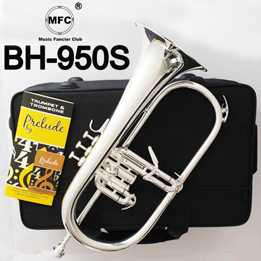 Музыка Fancier клуб Профессиональный flugelhorn BH-950S посеребренный с чехол для профессиональных flugelhorn s Bb желтый Латунный Колокольчик
