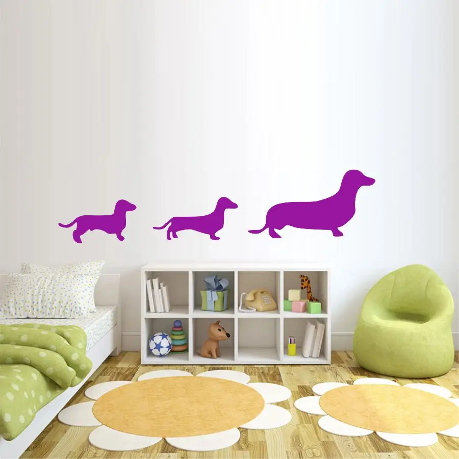 Cat Dog and Butterfly Wall Sticker Art Vinyl Dachshund Decal for Kids Nursery Room Decor Funny Home Removable DIY Wallpaper Gift | Дом и сад