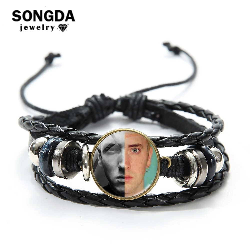 SONGDA американский рэпер певец кожаный браслет Eminem классный альбом в стиле хип хоп