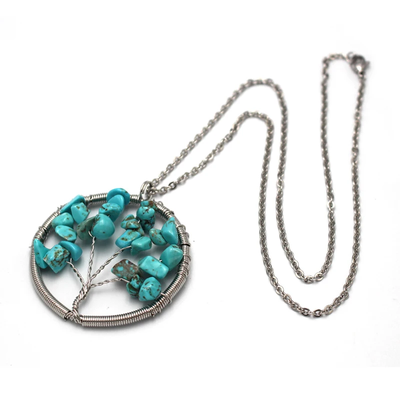 Новое ожерелье круглая проволока обернутая древо жизни красный коралловый