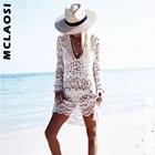 MCLAOSI вязаное крючком пляжное платье для отдыха на море Купальник с длинным рукавом Солнцезащитная Женская юбка купальник