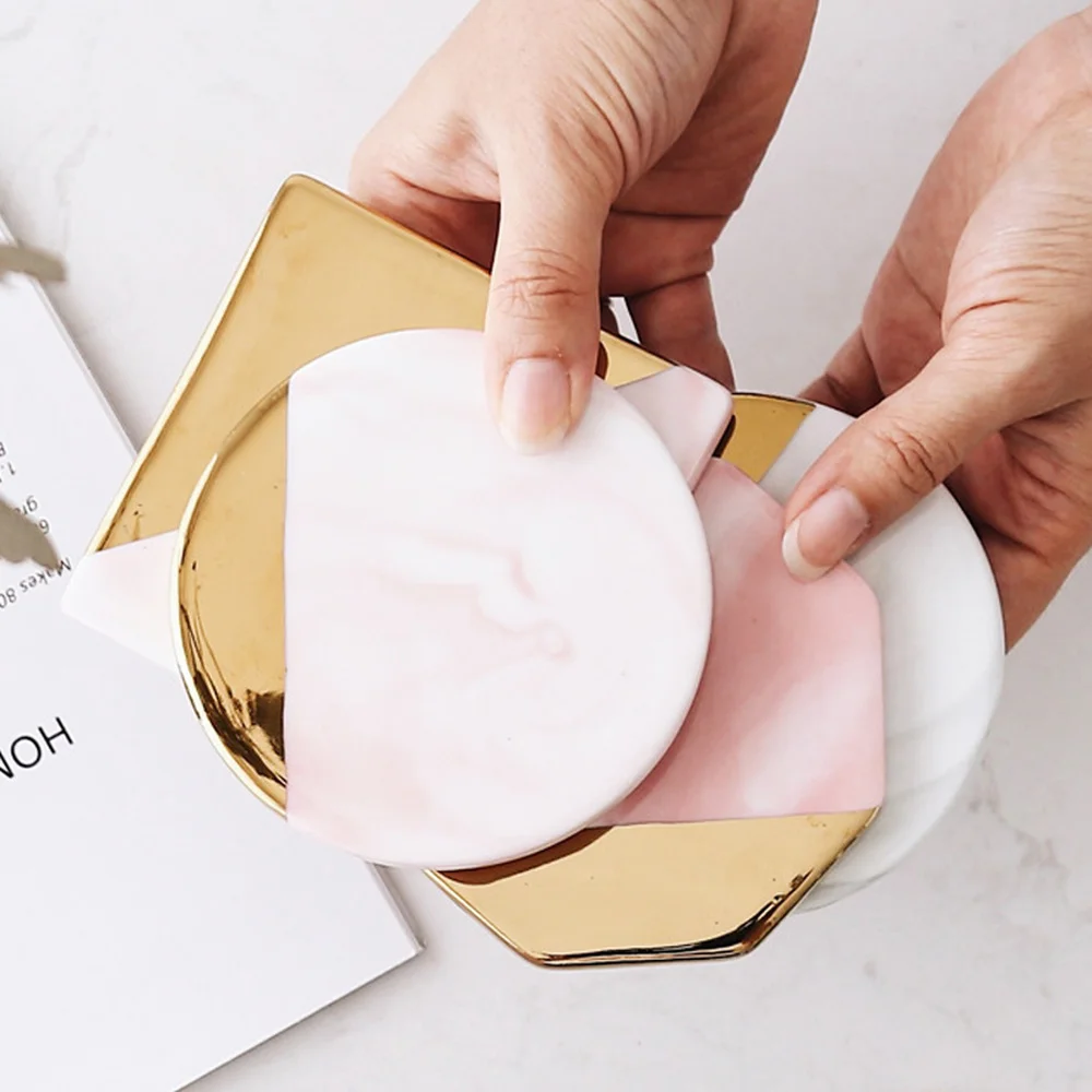 Керамические Столовые приборы из розового золота и мрамора 1 шт. фарфоровые