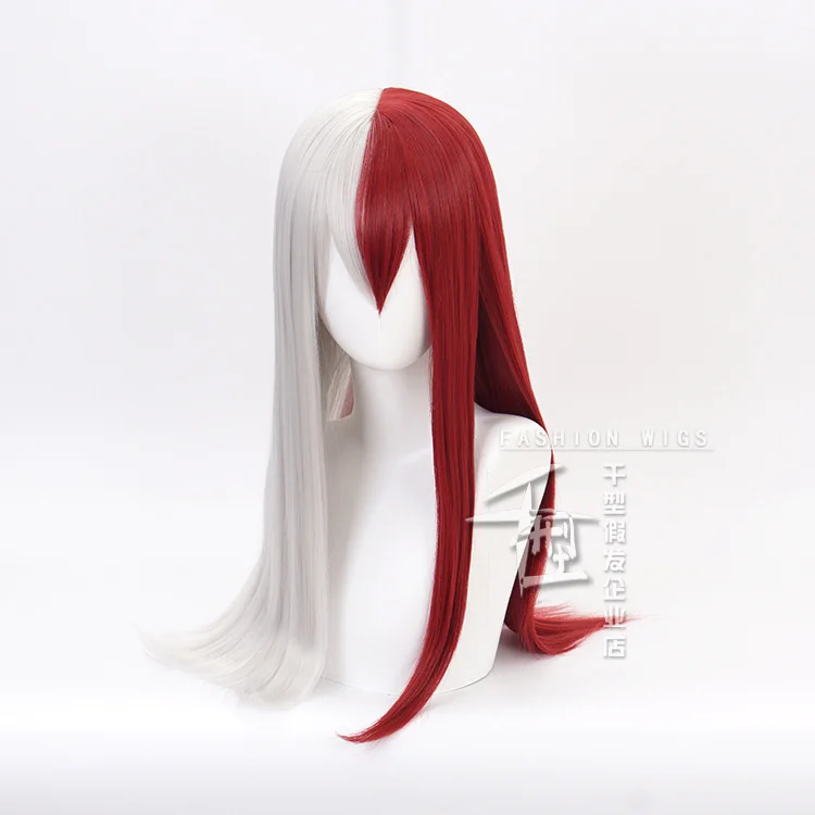 

My Hero Academia Todoroki Shoto Women Long Wig Cosplay Costume Boku no Hero Academia Red and White Hair Halloween Party Wigs