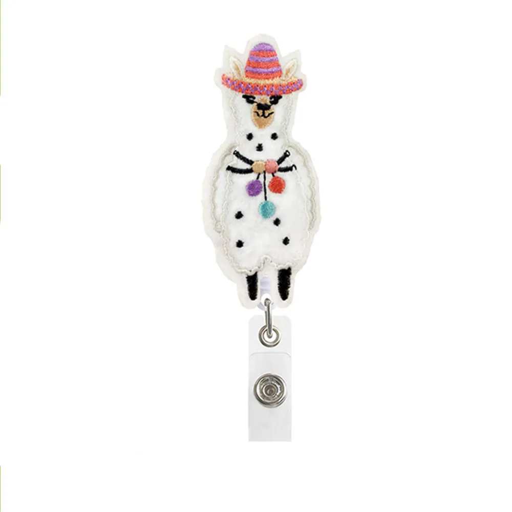 

1pc Badge Reel Clip Fashion Cute Animal Alpaca Retractable Nurse Badge Reel Clip Badge Holder Students Doctor Id Card Holder