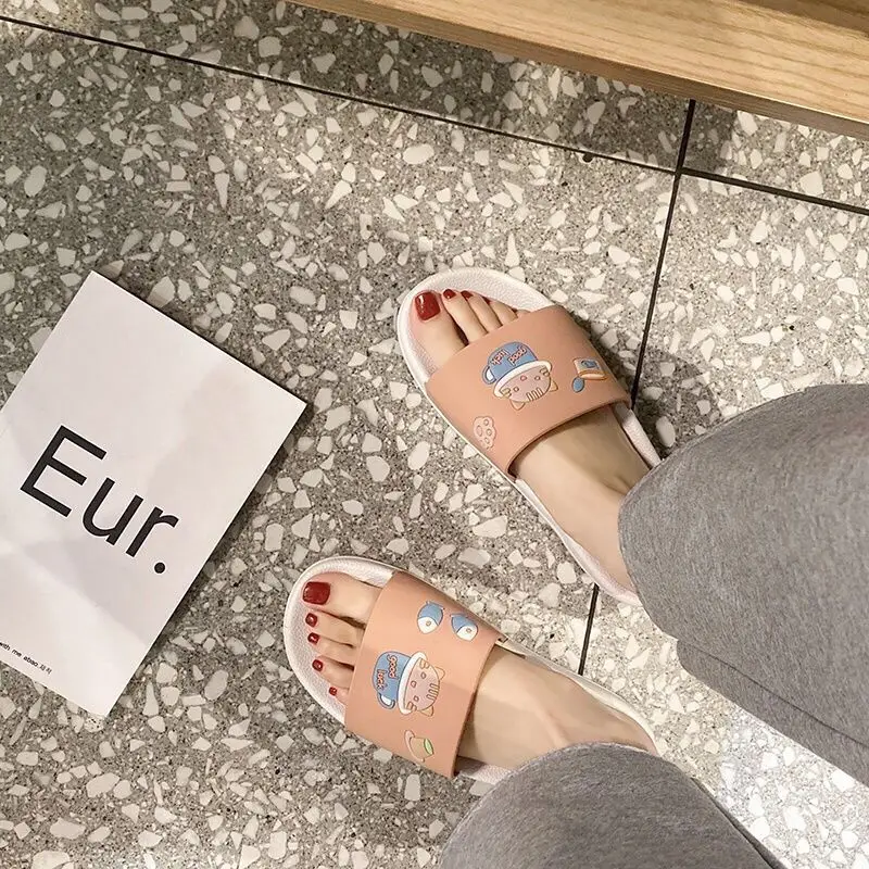 

Deeptown Women's Sandals Slippers Flats Beach Home Kawaii Anime Cute Casual Fashion 2021 Summer Slides Dropshipping