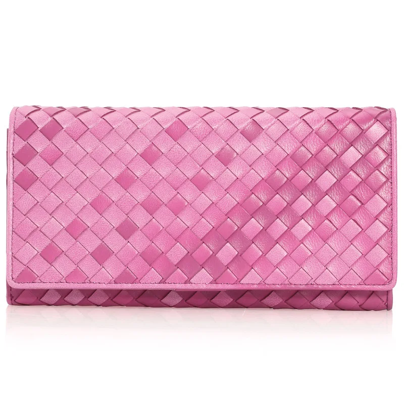 

Women Genuine Leather Wallet And Purses Sheepskin Hand-woven Clutch Slim Phone Wallet Luxury Designer Cute Louis Wallet