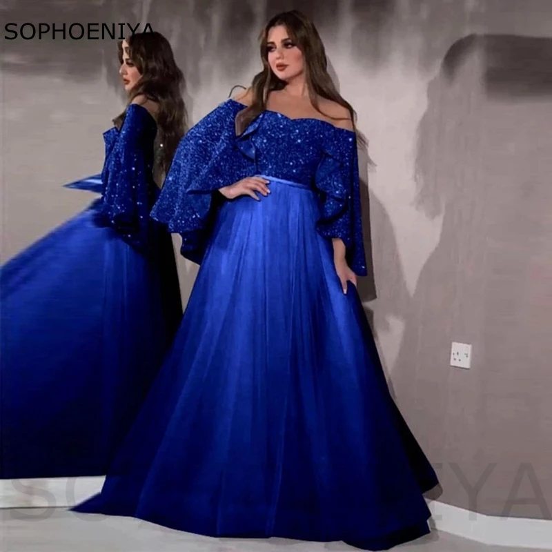 

New Arrival Dubai Arabric Women Formal Evening Dresses Sparkly Glitter Tulle Prom Party dress Plus size vestidos de fiesta