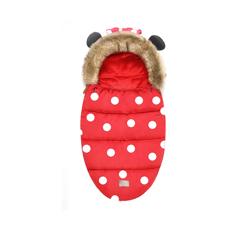 red dots Теплые спальные мешки для новорожденных, конверт, спальные мешки, зимняя детская коляска для сна, утолщенная теплая прогулочная коляска ножная муфта для инвалидной коляски - Цвет: red dots
