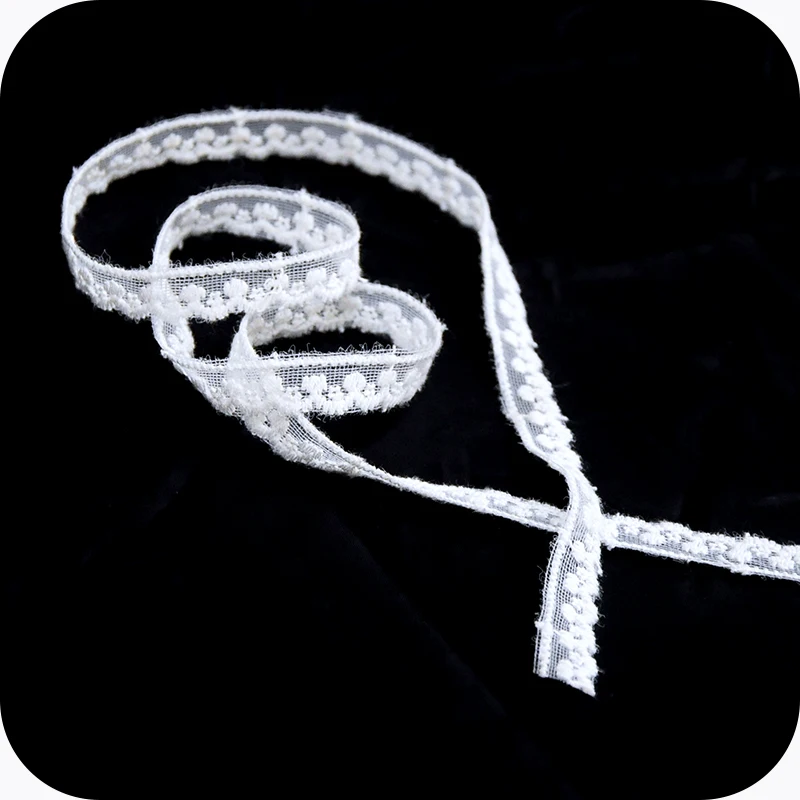 10 мм прозрачная сетчатая хлопковая Цветочная вышитая кружевная лента для