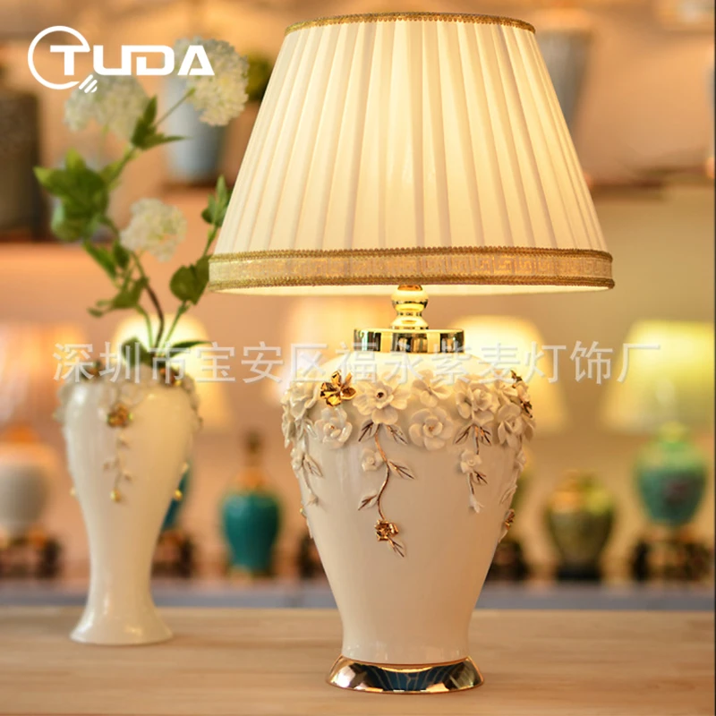 Новая настольная лампа TUDA 38x62 см в китайском стиле белая керамическая Настольная