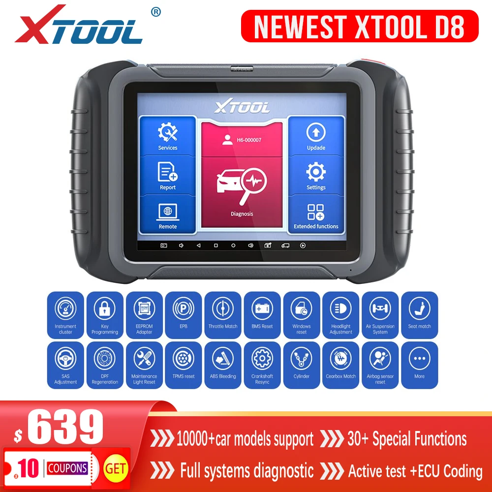 2021 Newest XTOOL D8 OBD2 Diagnostic Scanner ECU Coding Automotive OBD Code Reader all systems diagnotic tools Support CAN FD