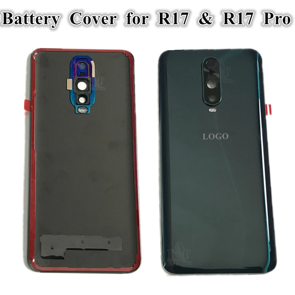 

5Pcs New Glass Battery Back Rear Cover Door Housing With Camera Lens Adhesive Replacement For OPPO R17 vs R17 Pro Repair Parts