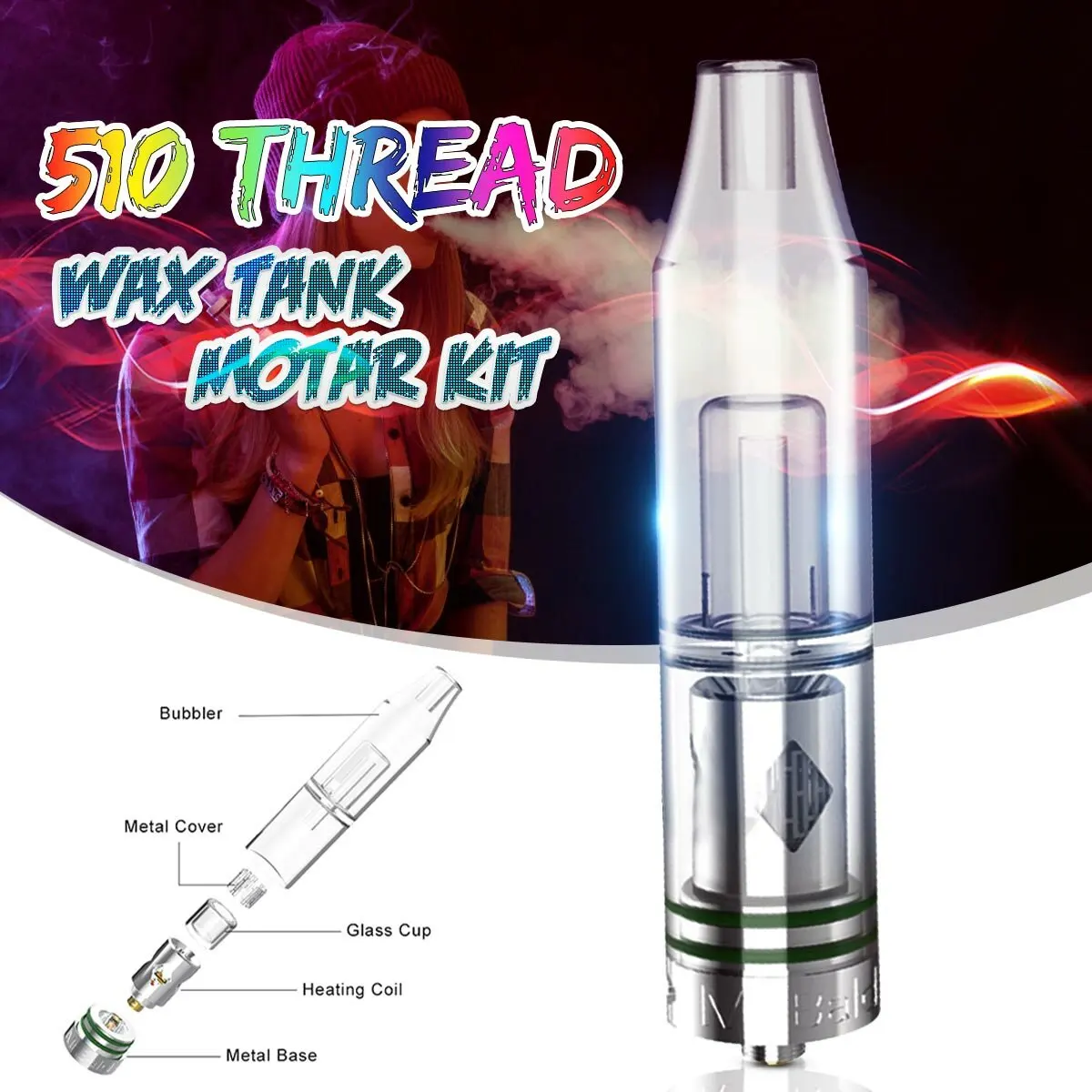 510 thread резервуар для воска Motar Kit стеклянный мундштук нагревательная камера с