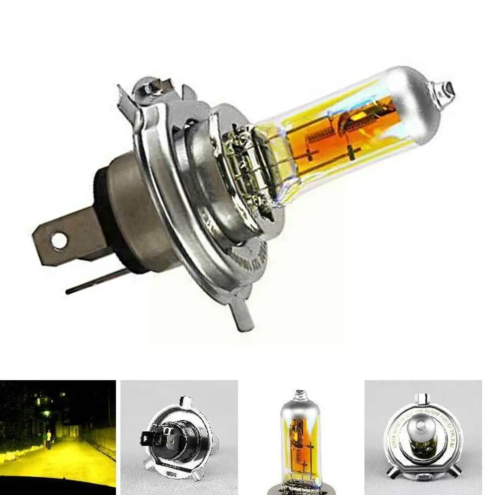 

1pc 12V H4 55W Lights Halogen Bulb Yellow Fog High 60/55W parking Power Light Lamp auto Head Car Headlight Source J7Z6