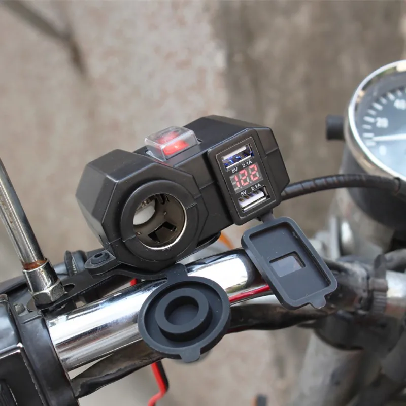 DC 12V водонепроницаемый мотоцикл 4.2A двойной USB зарядное устройство прикуриватель
