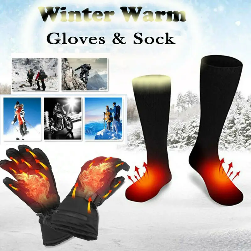 Зимние теплые электрические перчатки для рук с перезаряжаемым аккумулятором и