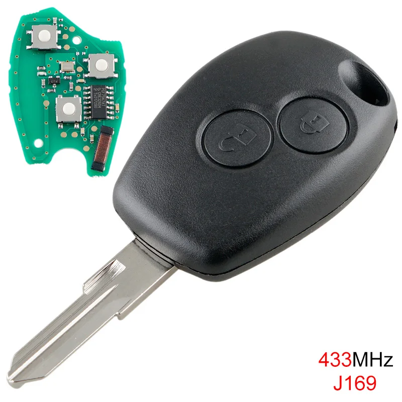 

1 Pc Black ABS 433Mhz 2 Buttons Remote Control Key no Battery with PCF7947 Chip and VAC102 Key Embryo Fit for Renault Car