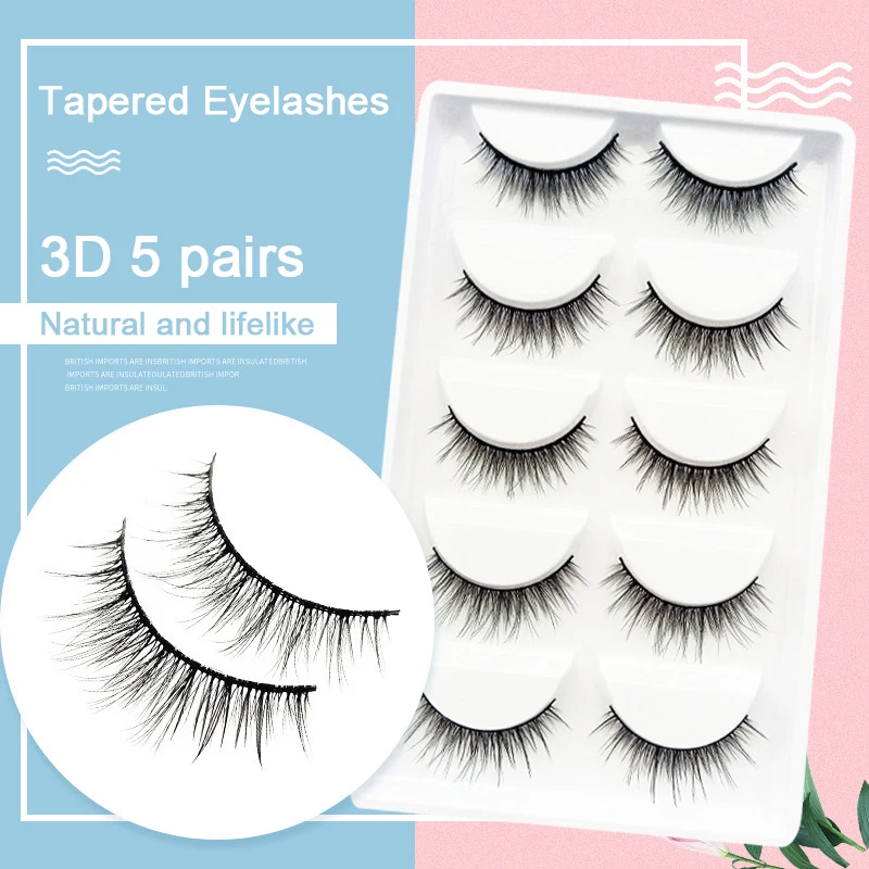 

5 Pairs/set 3D Chemical Fiber False Eyelashes Cross Fresh Nude Makeup Eyelashes Handmade Stage Makeup Extension Tool Wholesale