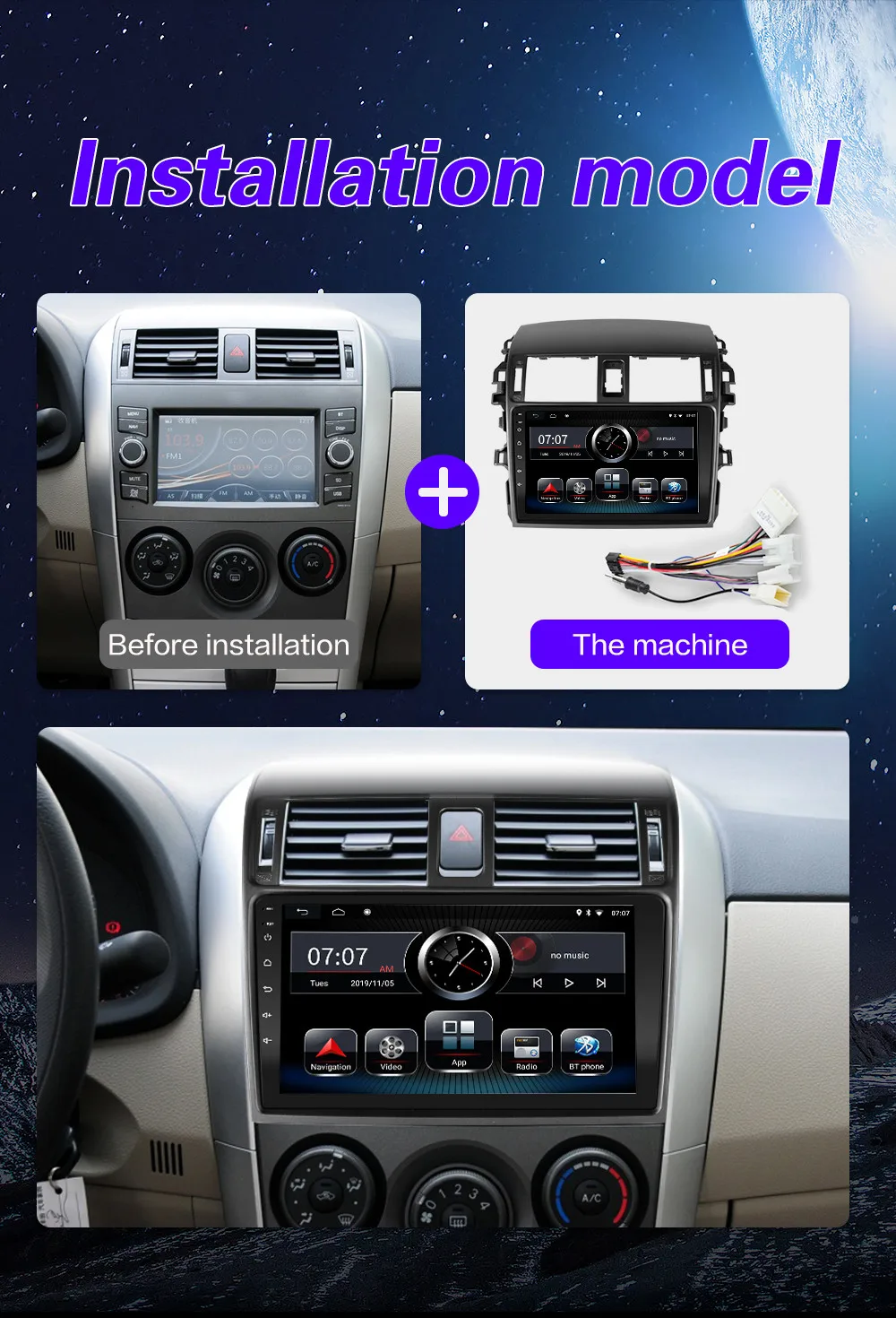 Car Radio Multimedia Video Player Mirror Link For Toyota Corolla E140/150 2008 2009 2010 2011 2012 2013 No Android 2 DIN
