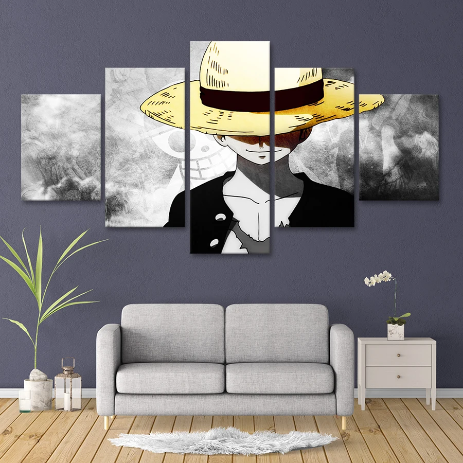 Холст HD Печать картины настенное искусство 5 шт. цельный Обезьяна D. Картины Luffy