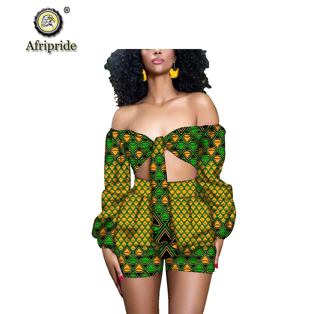 Африканский дизайн костюмы для женщин AFRIPRIDE принт Чистый хлопок без бретелек Шорты повседневные размера плюс вечерние сексуальные Клубные S1926002 - Цвет: 525