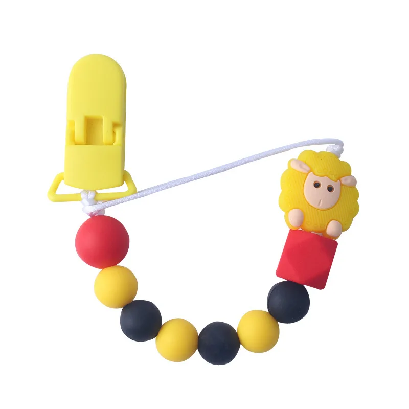 Без БФА силиконовый пустышка зажимы цепь мини овца кулон для кормления