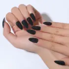 Накладные ногти в форме шпильки, 24 шт., матовые блестящие накладные ногти, Типсы для накладных ногтей, накладные ногти, полностью покрытые французскими типсами