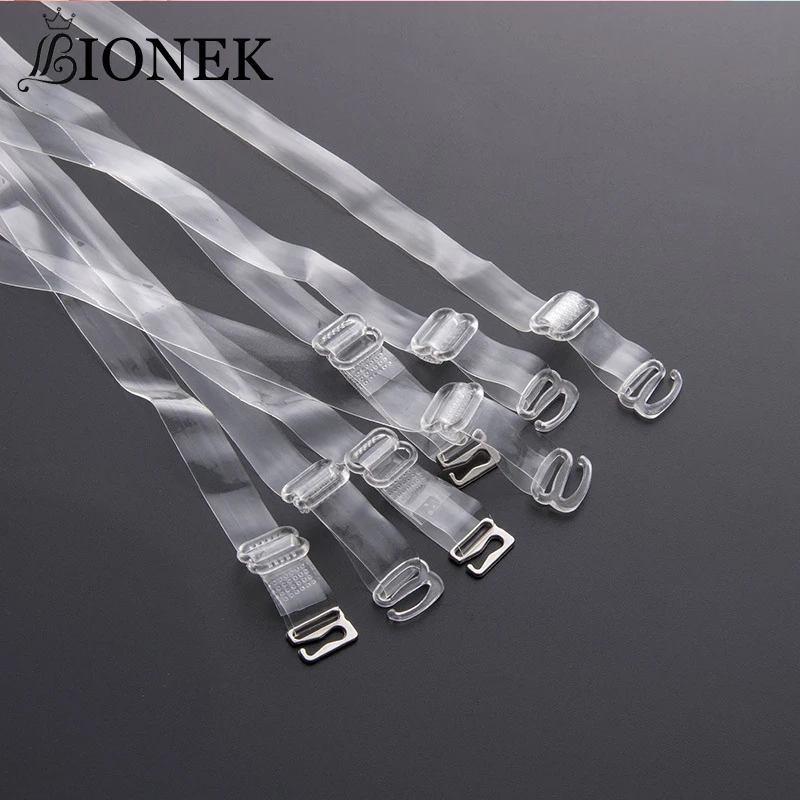 BIONEK 5Pairs Transparent Bras Straps Beauty Back High Elastic Fashion Stripe TPU Elastic Adjustment Type Crystal Invisible Belt