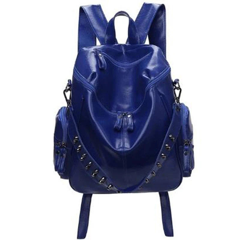 

Women Backpack Purse 3 Ways PU Washed Leather Rivet Studded Ladies Rucksack Shoulder Bag Black Gray