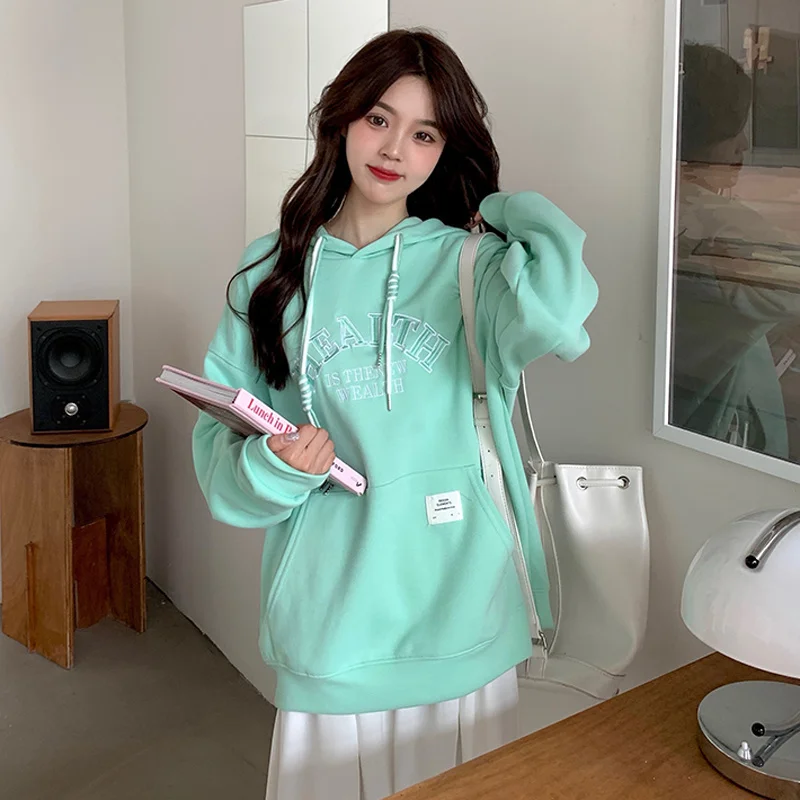 Женские толстовки на весну и осень тонкие корейские свободные новые модели 2021