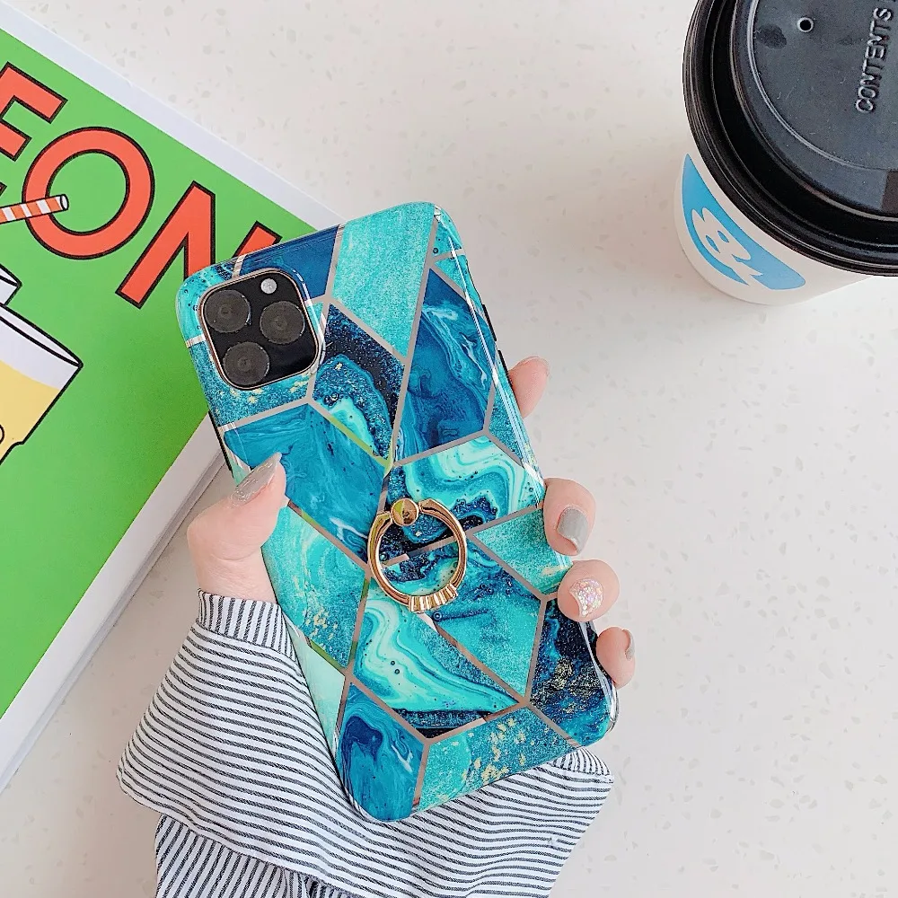 Чехол для телефона LACK для iPhone 11 11Pro Max XR X XS Max 6 6S 7 8Plus Роскошный Мраморный чехол с кольцом-подставкой
