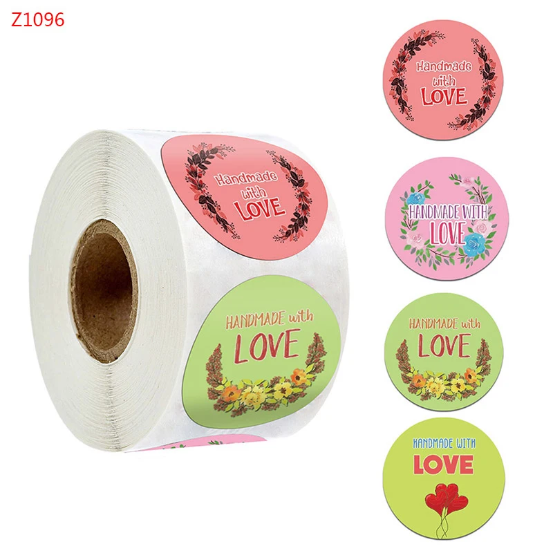 

500pcs Handmade With Love Seal Labels Round Paper Label Stickers For Gift Decor Party Supplies For Envelope Seal Labels Sticker