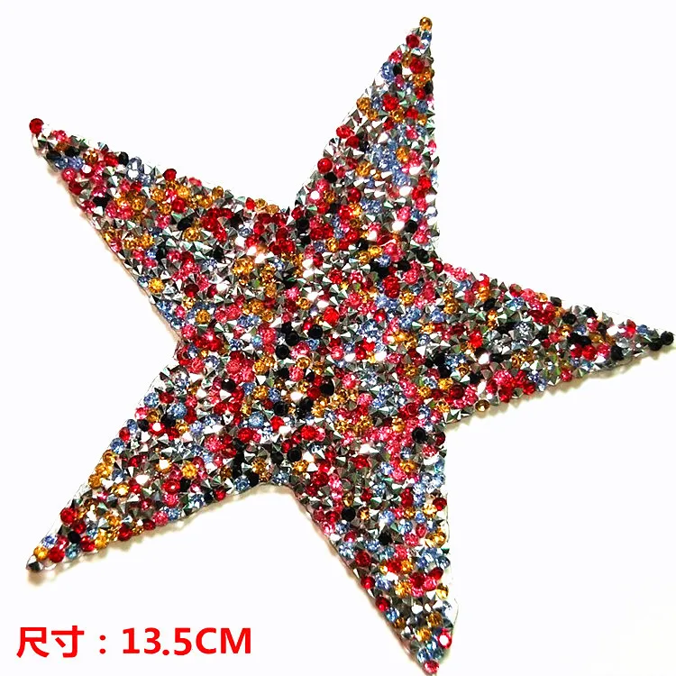 Стразы с пятиконечной звездой 50 шт. красные нашивки блестками и аппликациями в