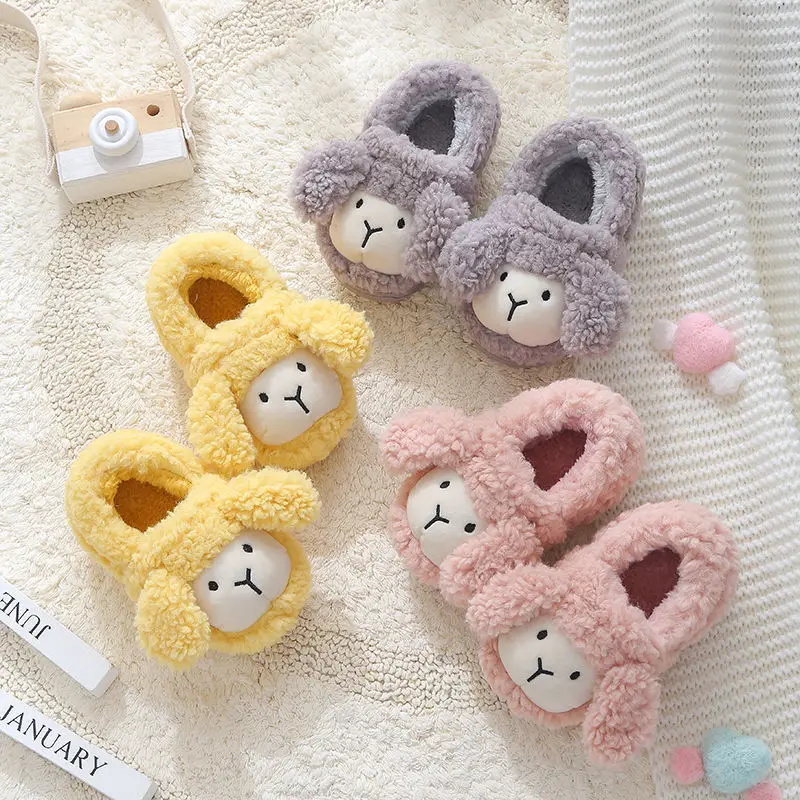 Тапочки детские меховые хлопок шлепанцы домашняя обувь для маленьких мальчиков