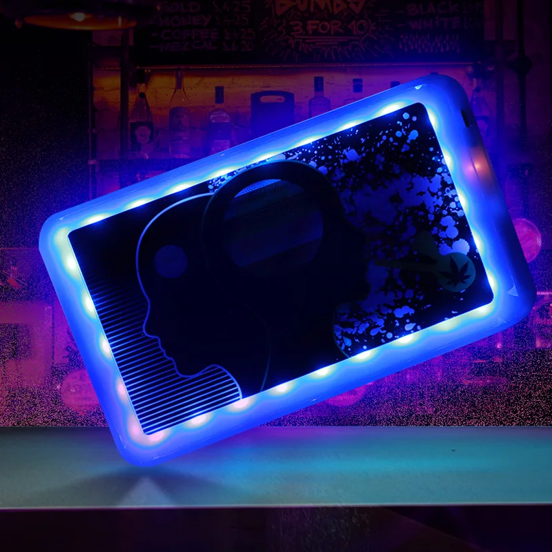 New LED Tobacco Rolling Tray Mini Glowing Hand Cigarettes Roller Plate USB Charging Lights Up Smoke Accessories Gift