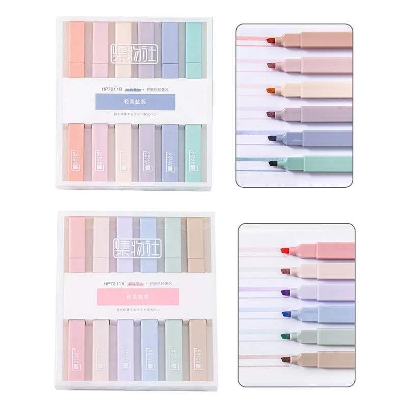 

6 Pcs/Pack Portable Colorful Highlighters Set Colored Markers Pens Set Chisel-tip Marker Pens for Kids Adult Coloring
