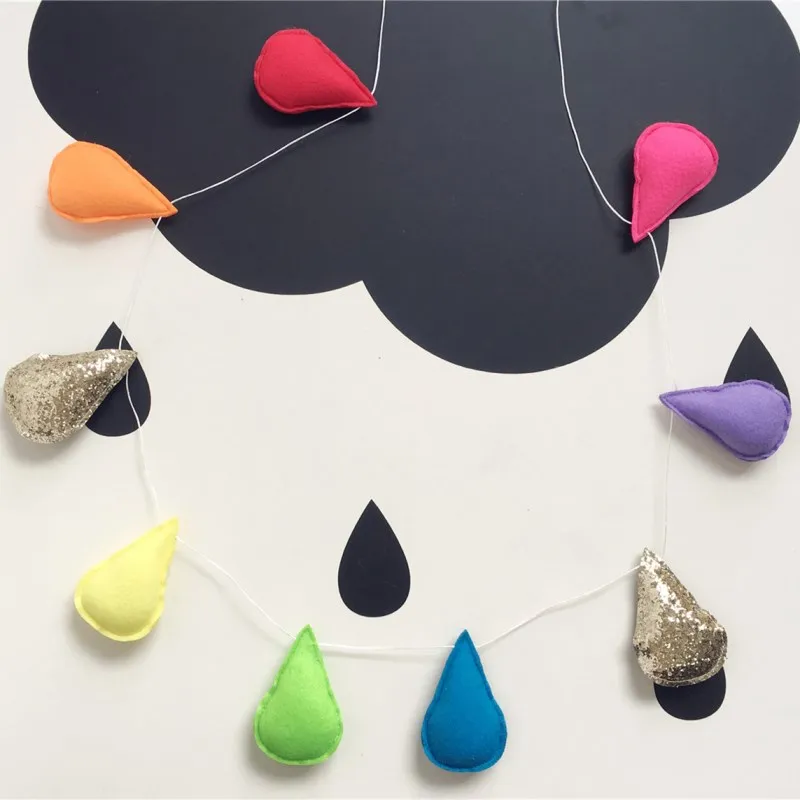 Ins Felt Raindrops Garland Water Drops Banners Wall Hanging Ornament Kids Room Decoration Children's Clothing Store Photo Props | Дом и