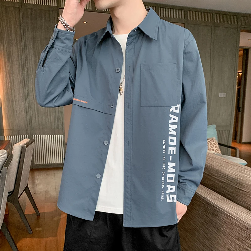 

Korean Style Shirts Casual Loose Autumn Harajuku Hawaiian Long Sleeve Fashion Shirts Camisa Masculina Men's Clothing DB60SH