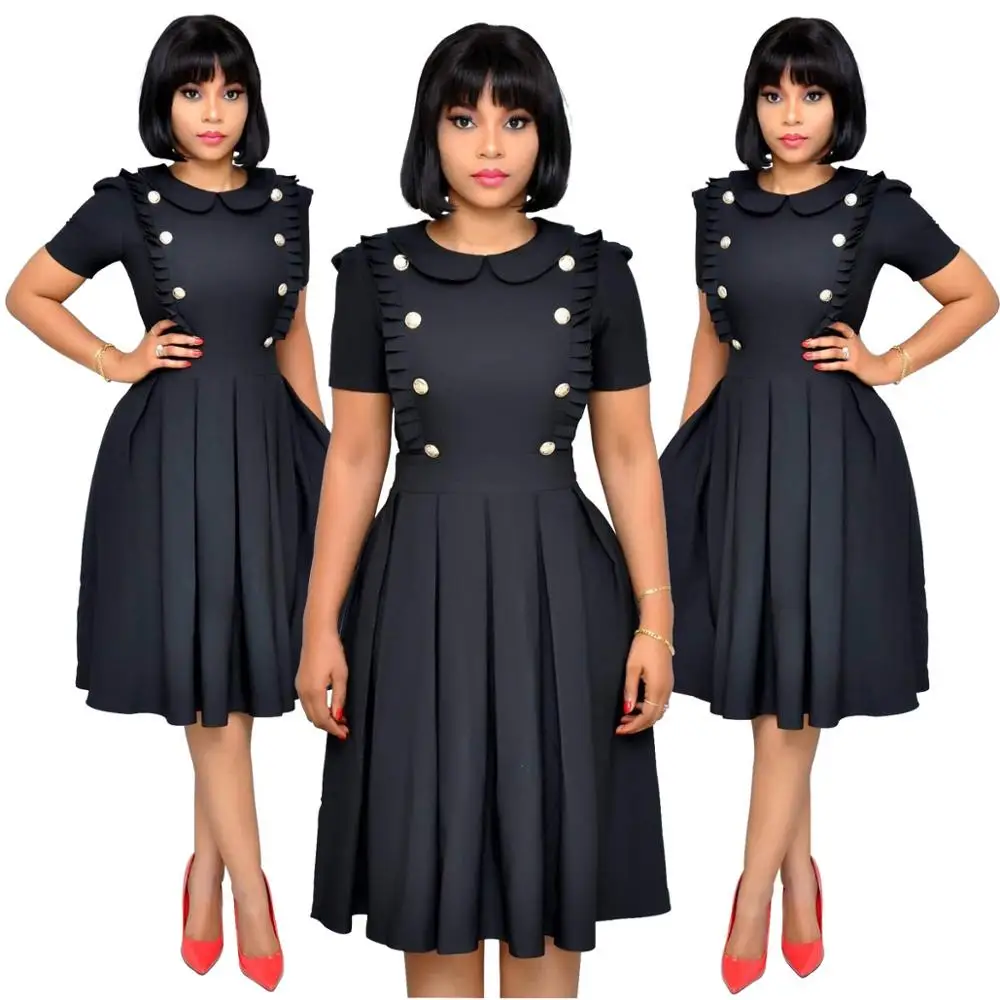 Элегантное платье Дашики плиссированное короткий рукав офисное для девушек