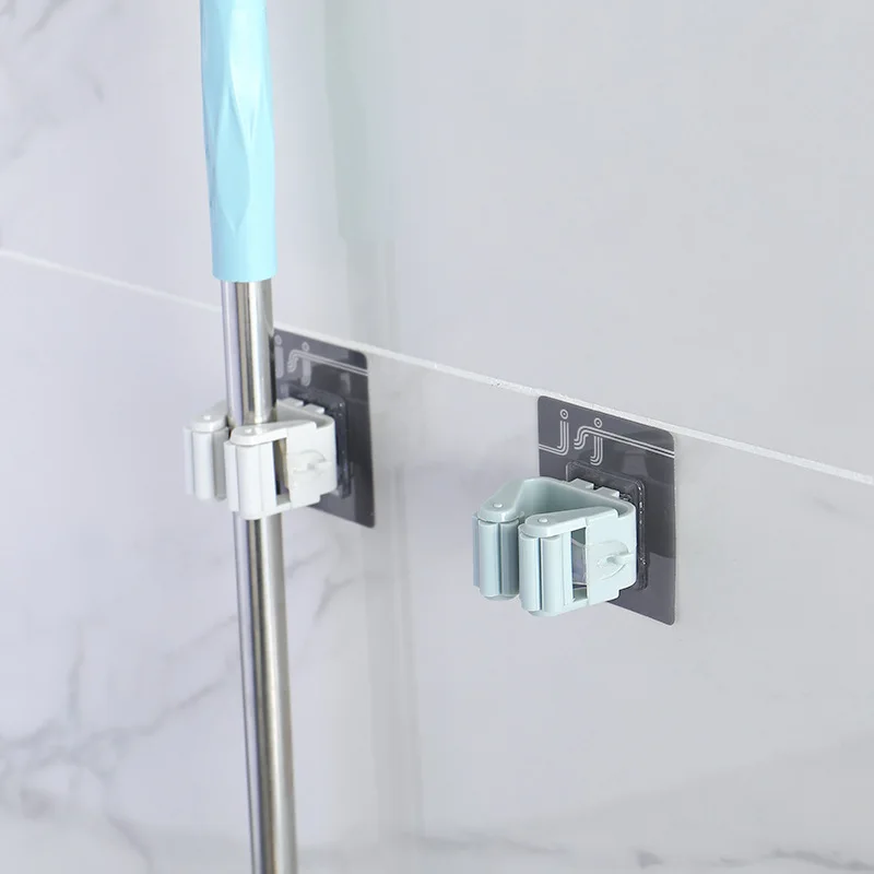 Крючок для швабры настенный бесшовный пробойник из прочной вискозы зажим