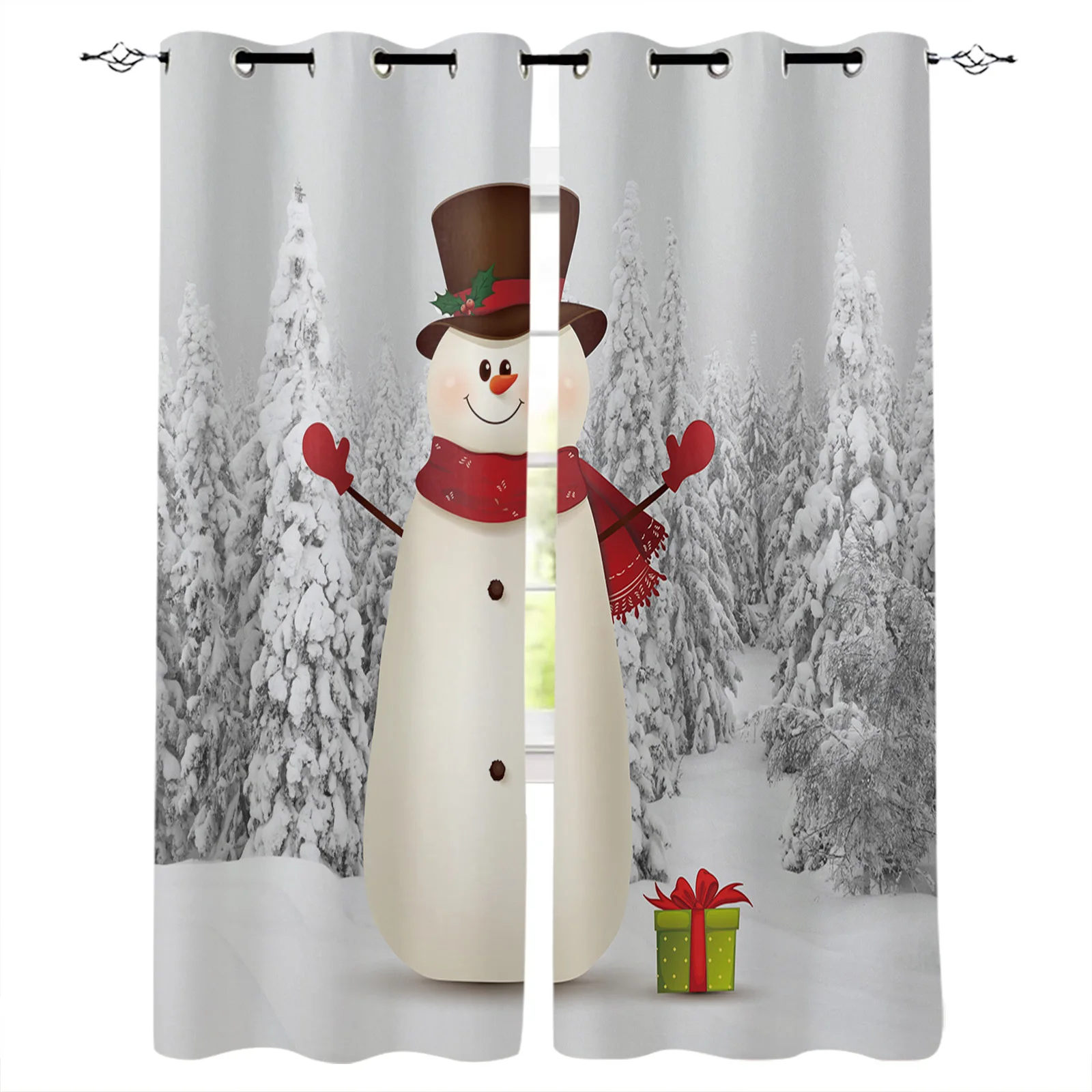 Рождественская зимняя елка Снеговик подарок шторы для гостиной спальни кухни
