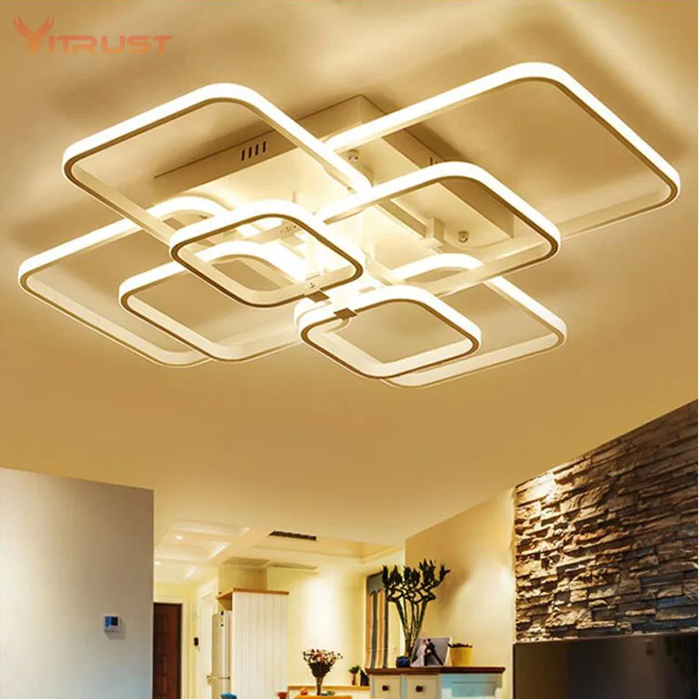 Creative Square Rings ceiling lamp Acrylic Aluminum Modern Led ceiling lights for living room bedroom  White Ceiling Lamp