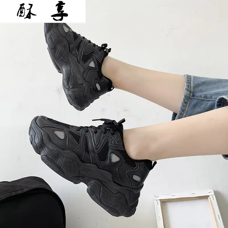 

2021 Spring Women Sneakers Lace-up Platform Fashion Women Walking Comfort Vulcanized Shoes Mesh Breathable Women Casual Shoes