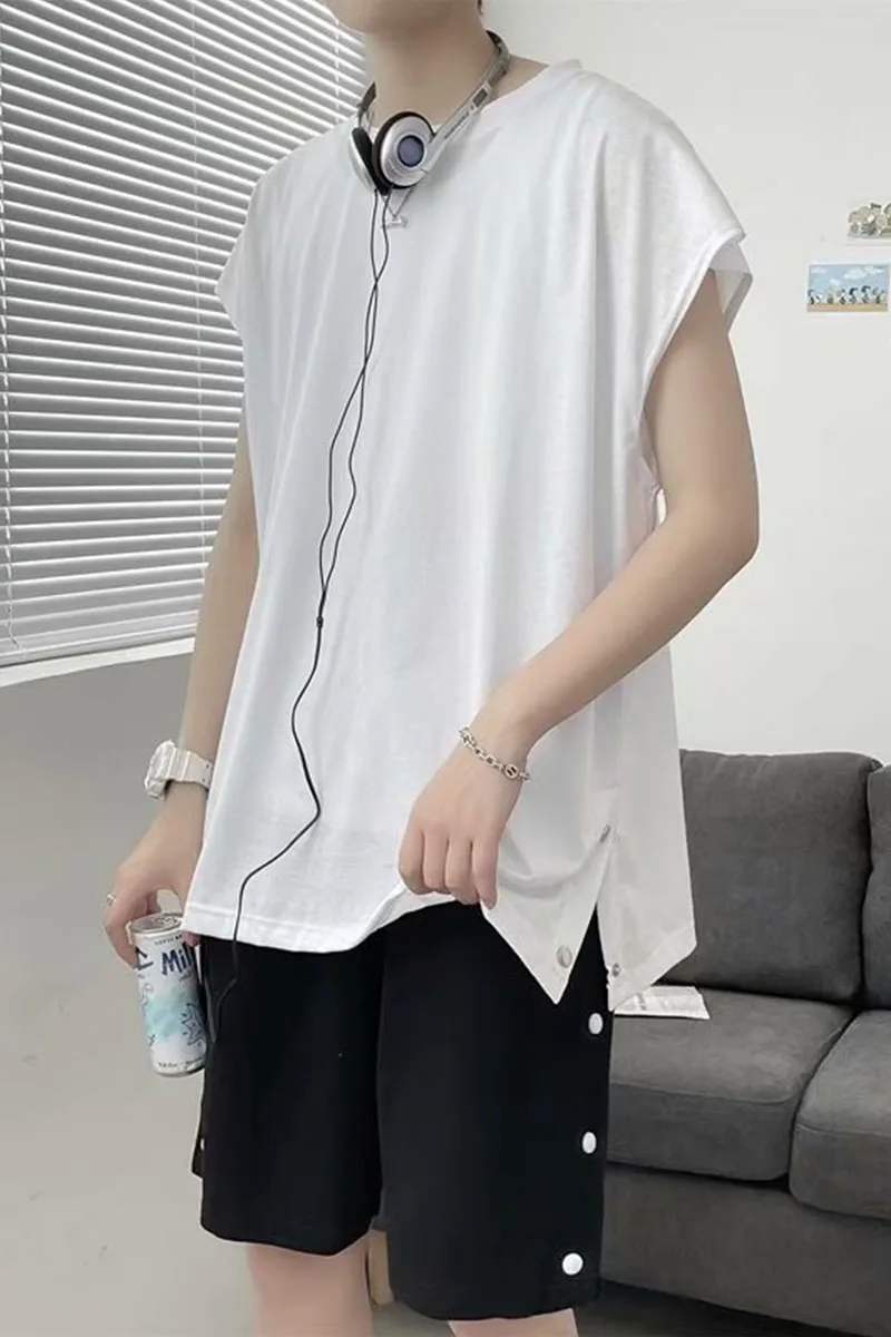 

Men's Loose All-Match Sports White T-shirt Ins Fashion Brand Thin Sleeveless Waistcoat Top