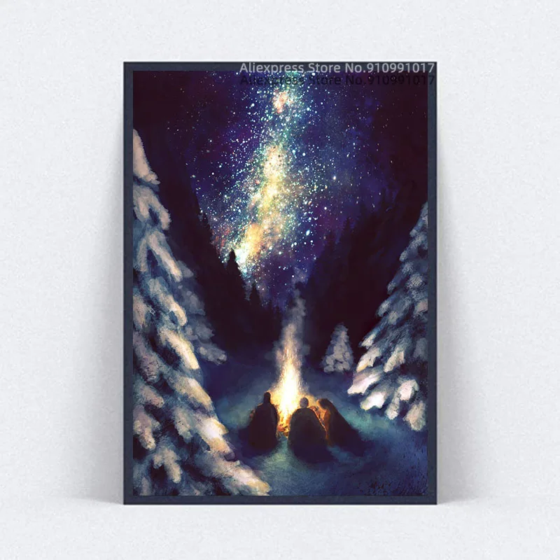 Постер фэнтезийных миров звезд в ночном небе Картина на холсте принты и постеры