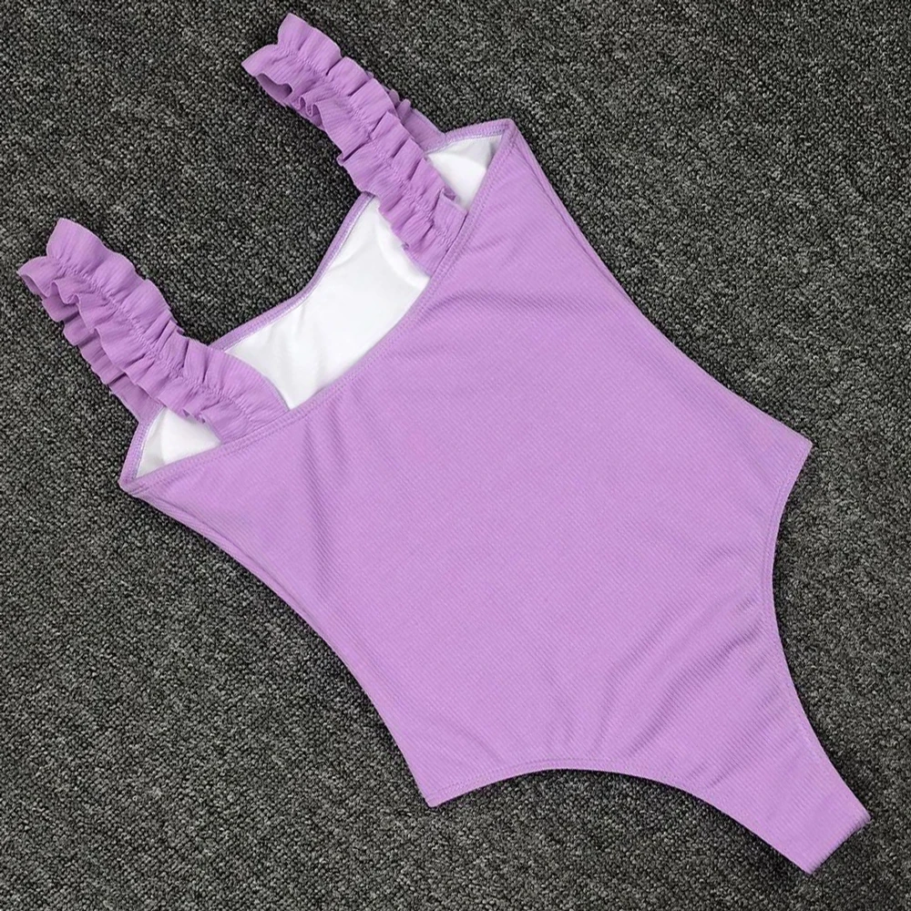 Белый цельный купальник женский с оборками сексуальный купальный костюм пуш ап