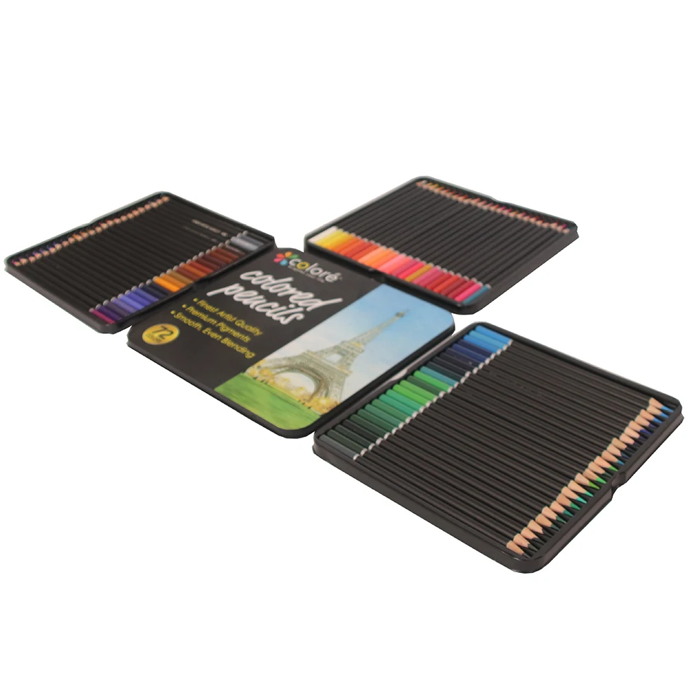 Supplies 72 Colored Pencils Profesional Set for Coloring Books New Improved Premium Artist Soft Series Lead with Vibrant Colors |