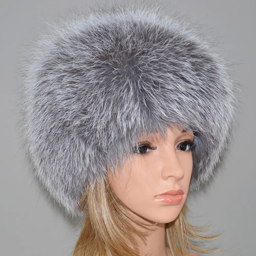 sliver fox fur Роскошная шапка из натурального Лисьего меха, женская зимняя вязаная шапка-бомбер из натурального Лисьего меха, женские теплые мягкие шапки-бини из лисьего меха - Цвет: sliver fox fur